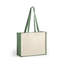 Bolsa de playa ecológica de yute y algodón laminados Verde