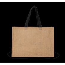 Bolsa shopper XL de yute asas de color Natural / Black