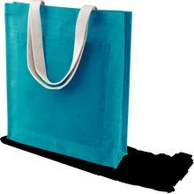 Bolsa shopper de yute con asas de algodón Azul