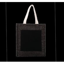 Bolsa shopper de yute con asas de algodón Negro