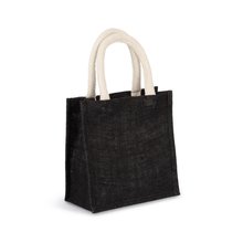 Bolsa de Yute Pequeña Asas Algodón Negro