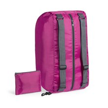 Bolso mochila plegable en ripstop con mosquetón de transporte Fucsia