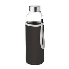 Botella de cristal con funda de neopreno (500 ml) Negro