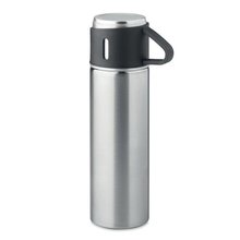 Botella Termo Inox con Taza 420ml Plata Mate