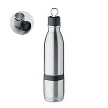 Botella y Vaso 2 en 1 Doble Pared Inox. Plata Mate