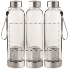 Botella personalizada de cristal con infusor de té, incluye funda 500 ml | ROUND SCREEN