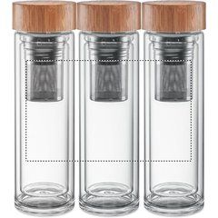 Botella personalizada ecológica de vidrio con infusor de té 420ml | Circunferencia