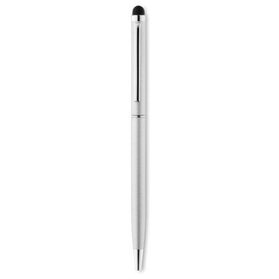 Bolígrafo de aluminio en sobrios colores con puntero táctil Plata