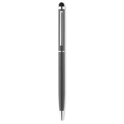 Bolígrafo de aluminio en sobrios colores con puntero táctil Titanio