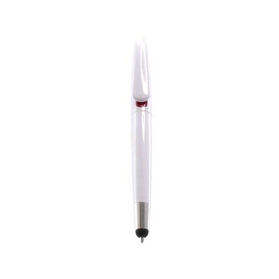 Bolígrafo blanco con puntero táctil y amplio clip bicolor