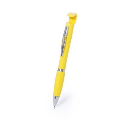 Bolígrafo en varios colores con soporte para móvil