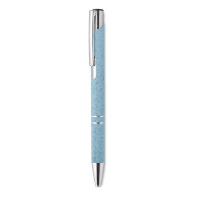 Bolígrafo de Paja y ABS Plateado Azul