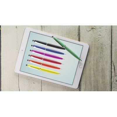 Bolígrafo con puntero colores mate y detalles plateados
