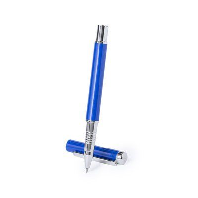 Bolígrafo roller metalizado con tapa