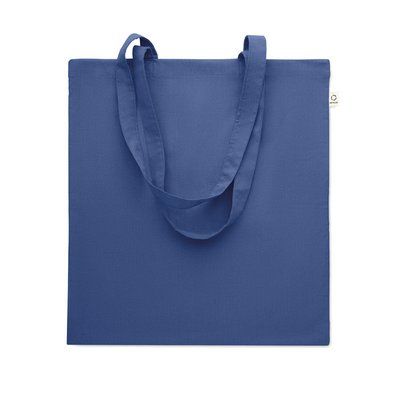 Bolsa de colores de algodón reciclado asas largas Azul Royal