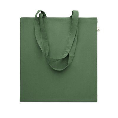 Bolsa de colores de algodón reciclado asas largas VERDE OSCURO