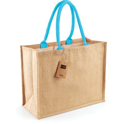 Bolsa de compra de yute Natural / Surf Blue