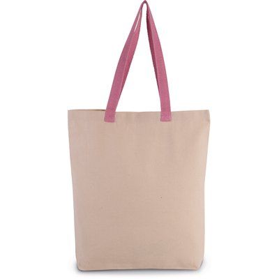 Bolsa de compras clásica de algodón Natural / Dark Pink