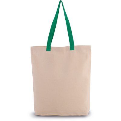 Bolsa de compras clásica de algodón Natural / Kelly Green