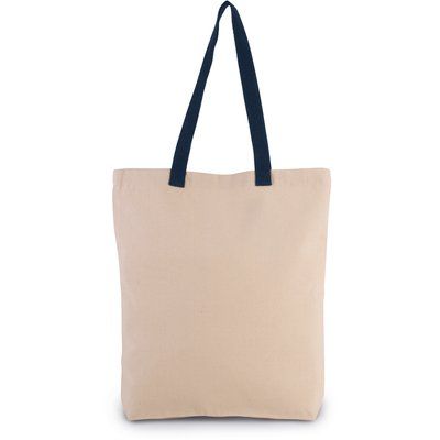 Bolsa de compras clásica de algodón Natural / Navy