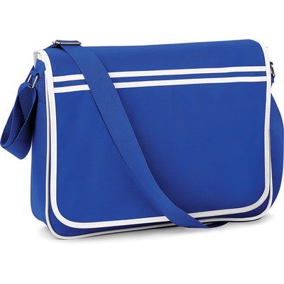 Bolsa diseño retro de mensajero Bright Royal / White