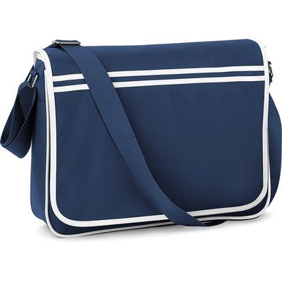 Bolsa diseño retro de mensajero French Navy / White