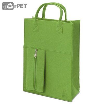 Bolsa Fieltro con Bolsillo de Cremallera Verde