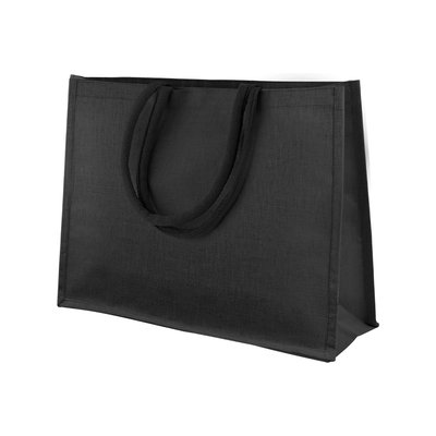 Bolsa Juco Negra 290g Laminada Asas Algodón