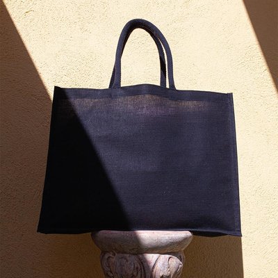 Bolsa Juco Negra 290g Laminada Asas Algodón