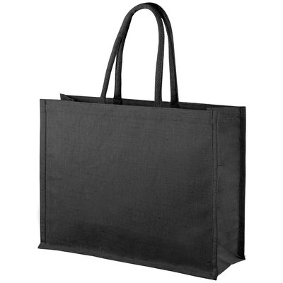 Bolsa Juco Negra 290g Laminada Asas Algodón