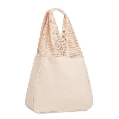 Bolsa Algodón con asas largas de red Beige