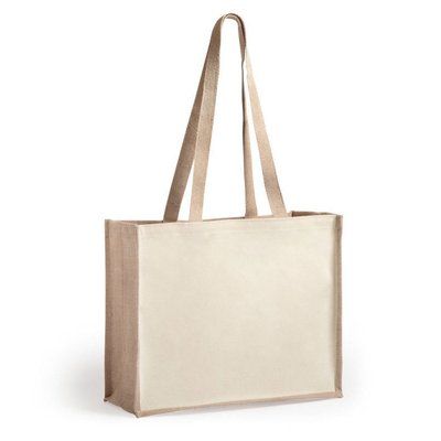 Bolsa de playa ecológica de yute y algodón laminados Natural