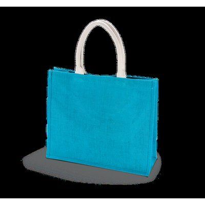 Bolsa de playa yute con asa de algodón Turquoise