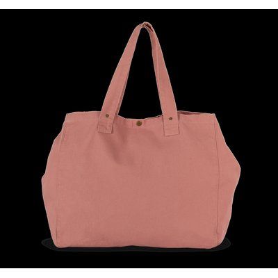 Bolsa shopper de algodón con bolsillo interior Washed Pink Ochre