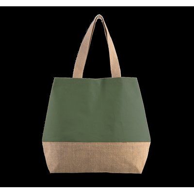 Bolsa shopper con cierre de presión Dusty Light Green / Natural