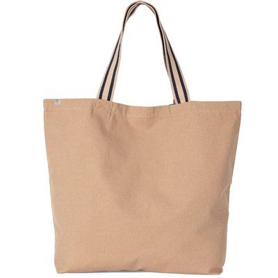 Bolsa shopper grande eco Hemp / Desert Sand / Horizon Blue Stripe