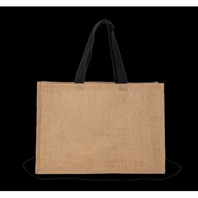 Bolsa shopper XL de yute asas de color Natural / Black