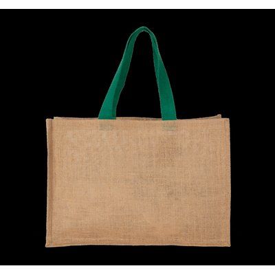 Bolsa shopper XL de yute asas de color Natural / Kelly Green