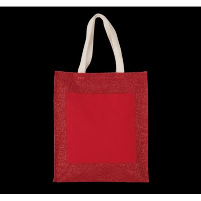 Bolsa shopper de yute con asas de algodón Rojo