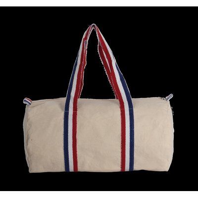 Bolsa viaje de algodón Natural / Striped Reflex Blue / White / French Red