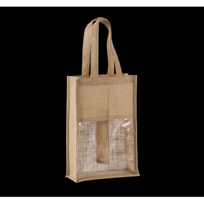 Bolsa de yute para 2 botellas Beige