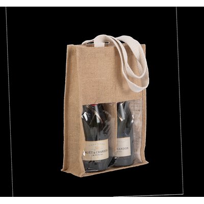 Bolsa de yute para 2 botellas Beige