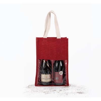 Bolsa de yute para 2 botellas Rojo