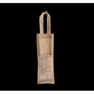 Bolsa de yute para botellas con ventana transparente Beige