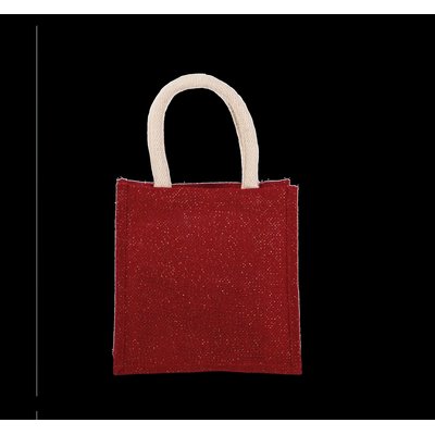 Bolsa de Yute Pequeña Asas Algodón Cherry Red / Gold