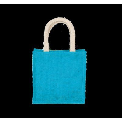 Bolsa de Yute Pequeña Asas Algodón Turquoise