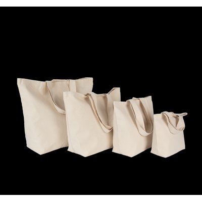 Bolsas de compras de algodón con fuelle Beige S