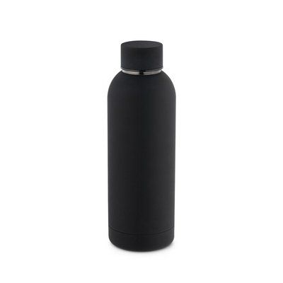 Botella de acero inox 500mL acabado gomoso Negro