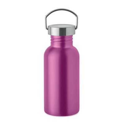 Botella acero reciclado 500 ml con tapa y asa Fucsia