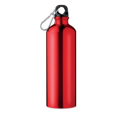 Botella de agua de aluminio con mosquetón (750ml) Rojo